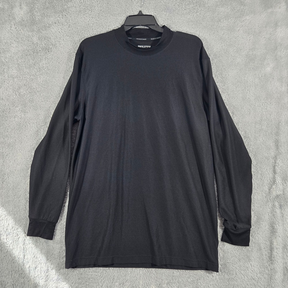 Duluth Trading Co Go Buck Naked Mens Large Black Mock Neck Long Sleeve Shirt